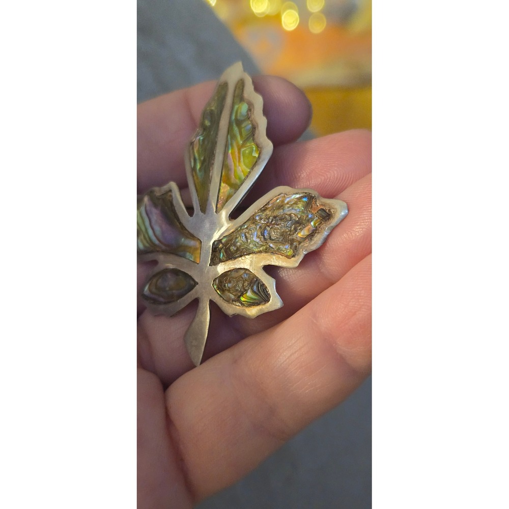Abalone Sterling Silver Brooch Vintage Taxco Mexico 925 1.5in